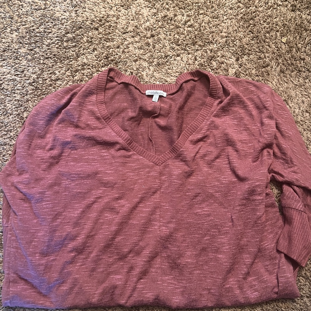 Charlotte Russe Burgundy V-Neck Sweater